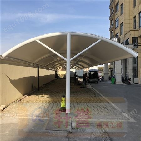 轩誉遮阳棚膜结构停车棚自行车篷无锡钢结构车棚安装