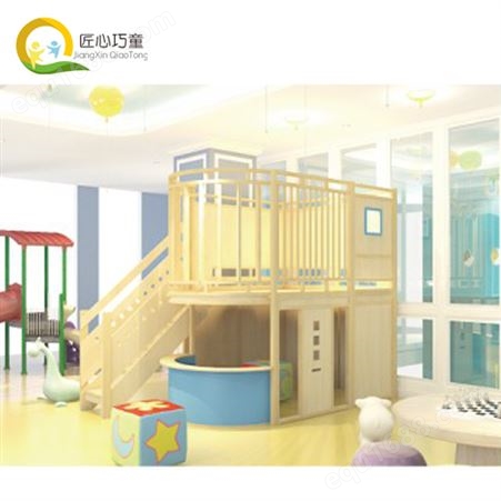 小型室内儿童木质滑梯 巧童幼儿园游乐设施生产厂家 支持加工定制