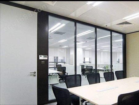 锦良装饰 办公室玻璃高隔断 会议室钢化防火 双玻百叶 可定制