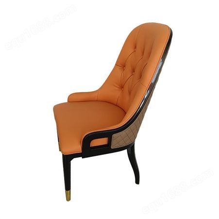 供应北欧轻奢餐椅 皮革餐厅休闲咖啡椅 酒店餐饮软包椅子