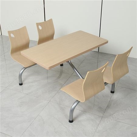 不锈钢4人连体餐桌椅组合 学校工厂食堂餐桌 小吃快餐店桌椅