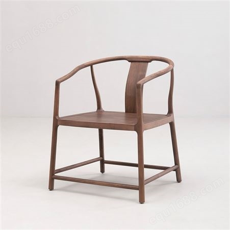 天一美家北美黑胡桃木茶椅新中式靠背椅茶室简约实木圈椅会所家具