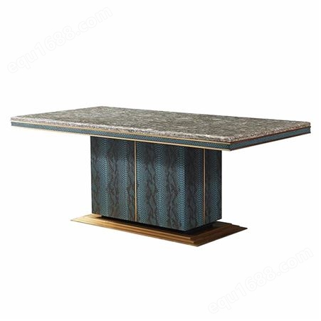天一美家/意式轻奢大理石餐桌实木家用长方形餐桌椅组合大户型