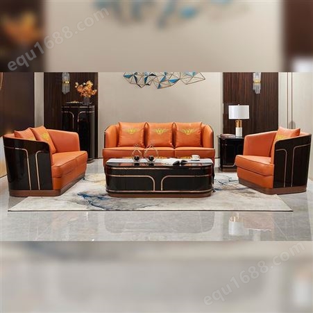 天一美家/意大利品牌轻奢沙发组合1+2+3整套真皮家具客厅定制