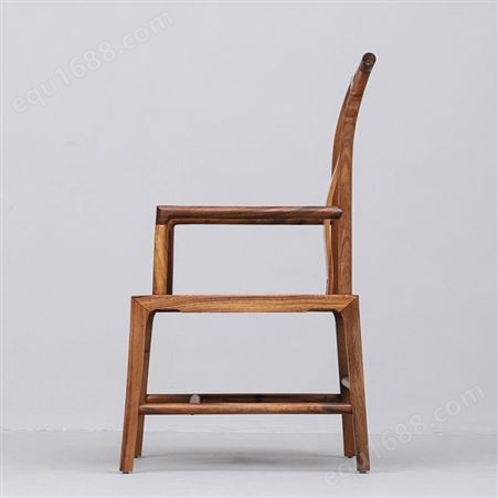 天一美家新中式风格茶椅茶室南美胡桃木靠背椅子书房家具实木书椅