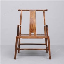 天一美家新中式风格茶椅茶室南美胡桃木靠背椅子书房家具实木书椅