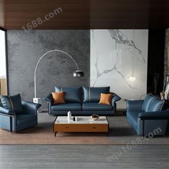 天一美家意式极简轻奢沙发头层牛皮现代简约皮艺客厅123组合家具