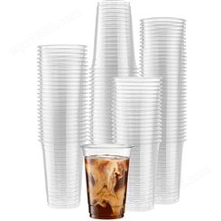 环保PET直饮容器生产厂家 锦凯一次性吸塑加厚塑料杯10 12 16 20 24 32 oz 高透明冷饮咖啡杯奶茶杯慕斯奶昔果汁打包杯PET杯 可配盖