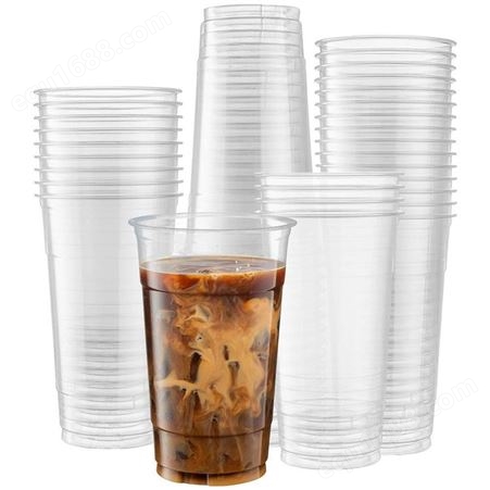 咖啡杯/奶茶杯/冷饮杯/蛋糕杯 锦凯高透加厚一次性可回收APET塑料杯