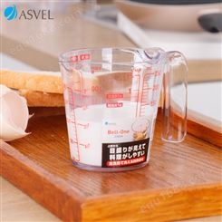 日本Asvel带三种刻度透明塑料量杯烘焙工具厨房计量杯水量杯水杯