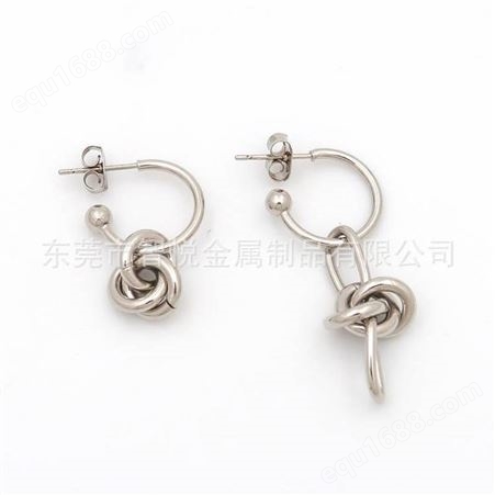 白铜电镀铬色耳环小众网红个性时尚流行不规则对称耳吊饰品厂订购