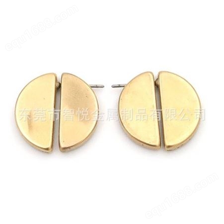 黄铜实心对半开圆片耳环机器线割溜光个性半成品铜配件厂来图订购
