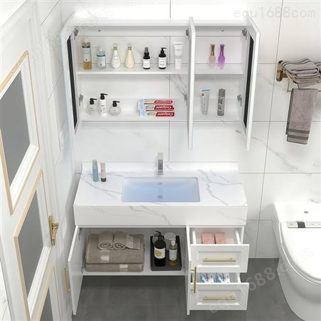 智能岩板浴室柜组合现代轻奢卫浴镜柜卫生间洗漱台套装洗手洗脸盆