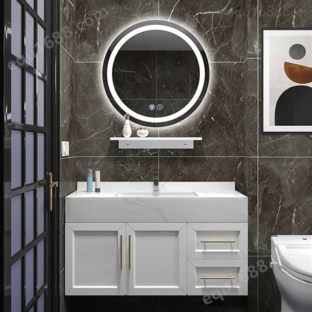智能岩板浴室柜组合现代轻奢卫浴镜柜卫生间洗漱台套装洗手洗脸盆